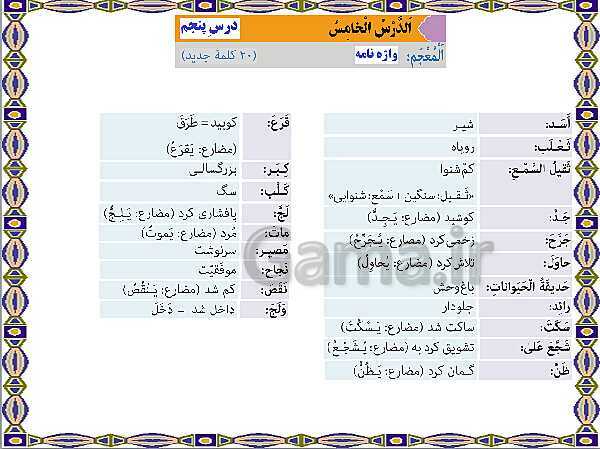 پاورپوینت آموزشی درس 5 عربی نهم- پیش نمایش