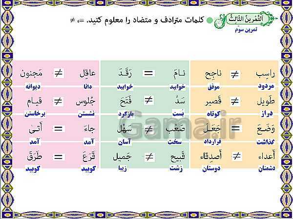 پاورپوینت آموزشی درس 7 عربی نهم- پیش نمایش