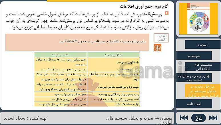 پاورپوینت تدریس پودمان چهارم درس دانش فنی پایه رشته شبکه و نرم افزار: تجزیه و تحلیل سیستم های اطلاعاتی- پیش نمایش