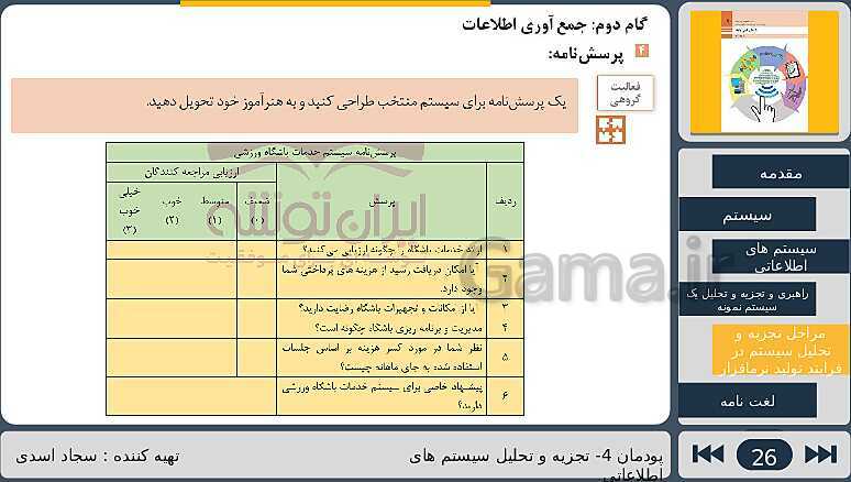 پاورپوینت تدریس پودمان چهارم درس دانش فنی پایه رشته شبکه و نرم افزار: تجزیه و تحلیل سیستم های اطلاعاتی- پیش نمایش