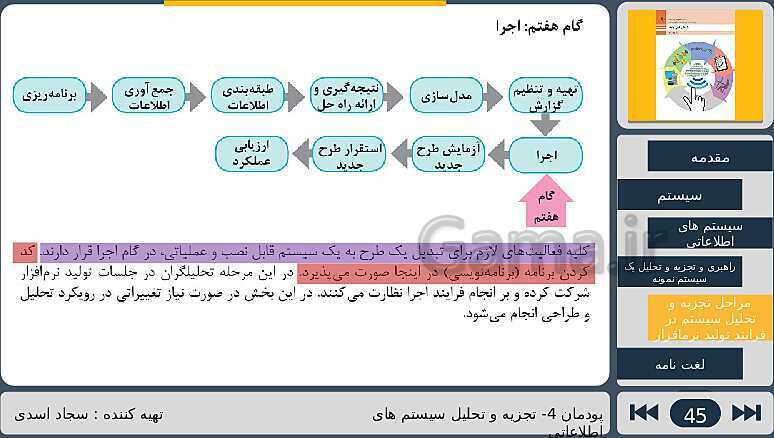 پاورپوینت تدریس پودمان چهارم درس دانش فنی پایه رشته شبکه و نرم افزار: تجزیه و تحلیل سیستم های اطلاعاتی- پیش نمایش