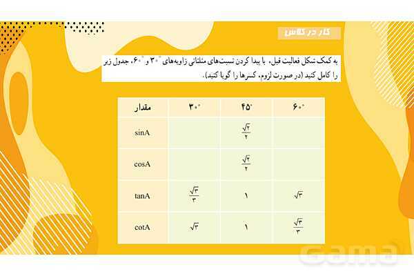 پاورپوینت آموزش نسبت های مثلثاتی- پیش نمایش