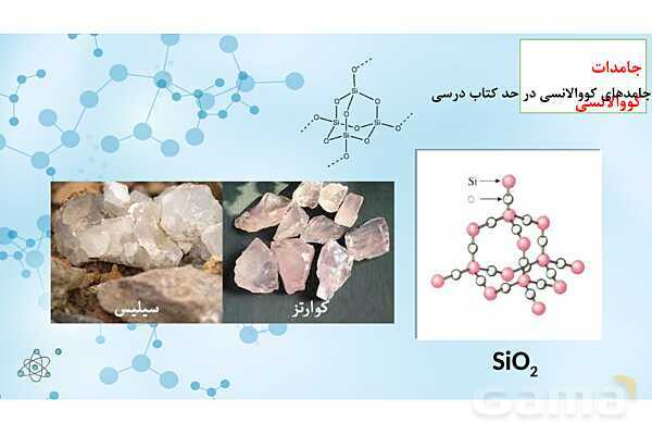 پاورپوینت آموزشی شیمی دوازدهم | جامدهای مولکولی، یونی، کووالانسی و فلزی- پیش نمایش