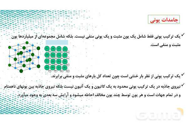 پاورپوینت آموزشی شیمی دوازدهم | جامدهای مولکولی، یونی، کووالانسی و فلزی- پیش نمایش