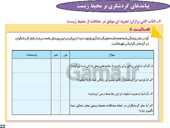 پاورپوینت آموزش درس 7: محیط زیست، بستر گردشگری مسئولانه- پیش نمایش