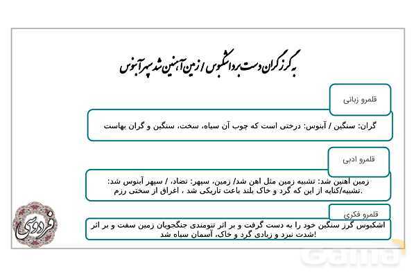 پاورپوینت آموزشی درس 12: رستم و اشکبوس | فارسی دهم- پیش نمایش