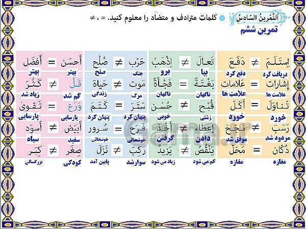 پاورپوینت آموزشی درس 9 عربی نهم- پیش نمایش