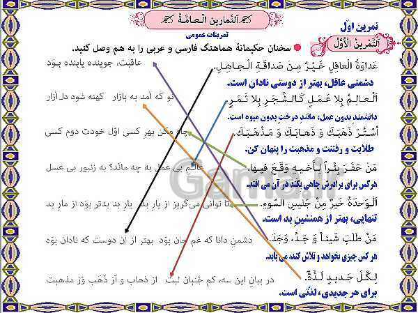 پاورپوینت آموزشی درس 10 عربی نهم- پیش نمایش