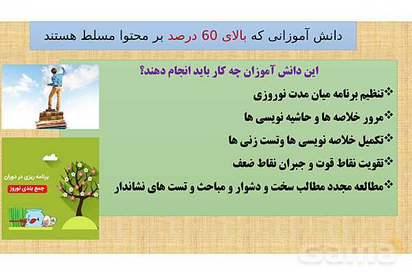 پاورپوینت برنامه ریزی تحصیلی پایه دوازدهم در تعطیلات عید نوروز - پیش نمایش