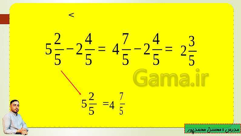 پاورپوینت تدریس فصل دوم ریاضی پنجم ابتدائی | درس 2: جمع و تفریق عددهای مخلوط- پیش نمایش