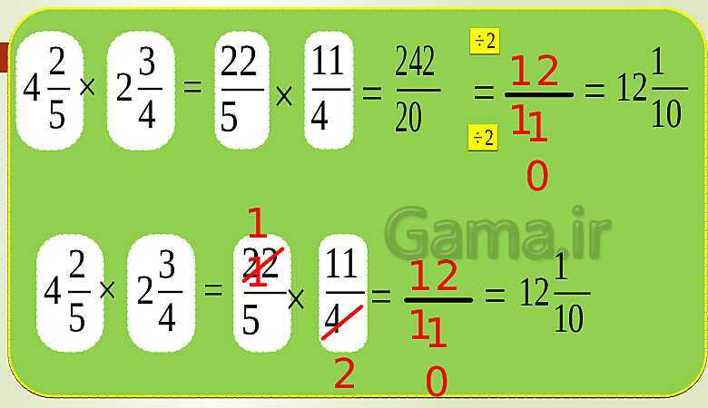 پاورپوینت تدریس فصل دوم ریاضی پنجم ابتدائی | درس 5: ضرب عددهای مخلوط- پیش نمایش