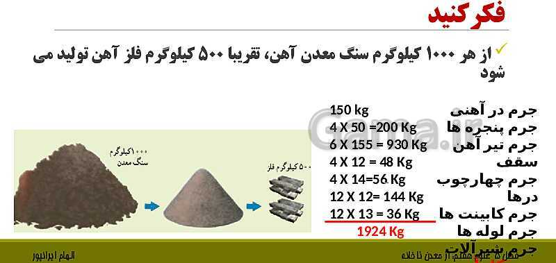 پاورپوینت تدریس فصل 5 علوم هفتم: از معدن تا خانه- پیش نمایش