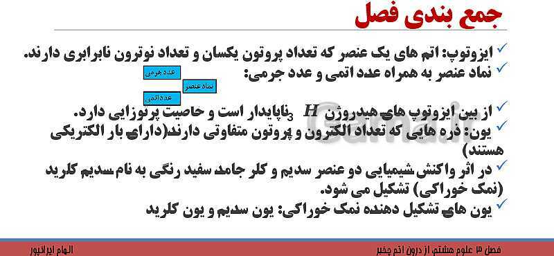 پاورپوینت تدریس فصل 3 کتاب علوم تجربی هشتم: از درون اتم چه خبر؟- پیش نمایش