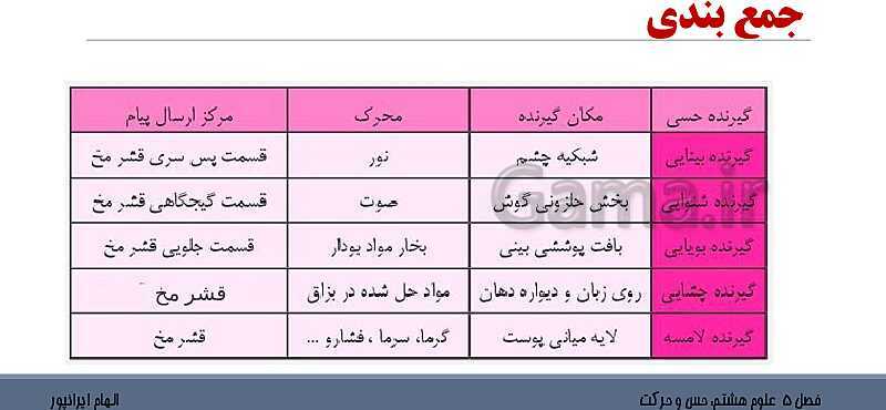 پاورپوینت تدریس فصل 5 علوم هشتم: حس و حرکت- پیش نمایش