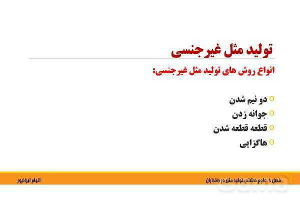 پاورپوینت تدریس فصل 8 علوم هشتم: تولید مثل در جانداران- پیش نمایش