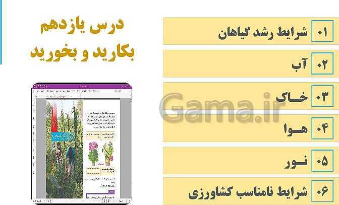 پاورپوینت آموزش و حل فعالیت‌های کتاب علوم تجربی پنجم | درس 11 بکارید و بخورید- پیش نمایش