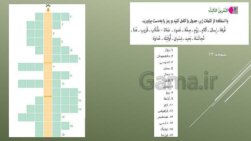 پاورپوینت تدریس کتاب عربی پایه هفتم- پیش نمایش