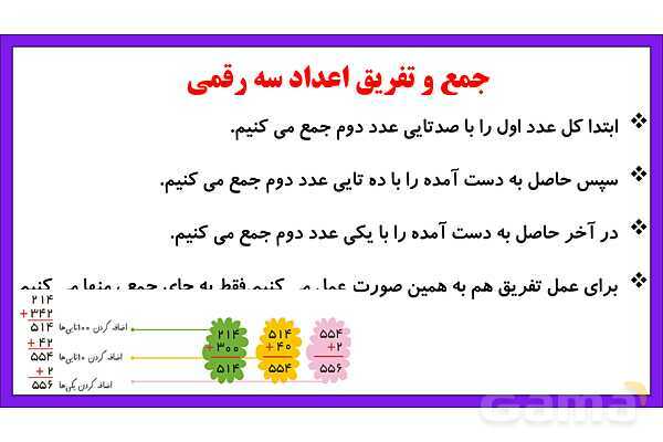 پاورپوینت فصل ششم درس 2: جمع و تفریق اعداد سه رقمی- پیش نمایش