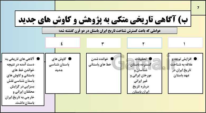 پاورپوینت تدریس درس هفتم تاریخ دهم: مطالعه و کاوش در گذشته های دور- پیش نمایش