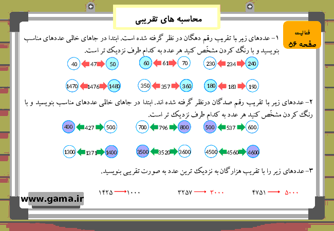 پاورپوینت آموزش و راهنمای گام به گام ریاضی چهارم دبستان | فصل 3: محاسبه های تقریبی- پیش نمایش