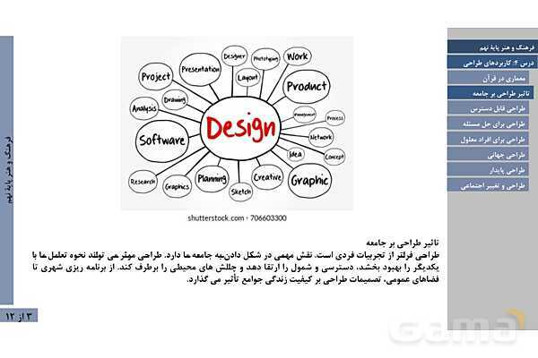 پاورپوینت فصل اول فرهنگ و هنر نهم | درس 4: تعریف و کاربردهای طراحی- پیش نمایش