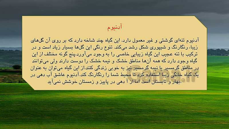 کنفرانس دانش آموزی پودمان 10 کار و فناوری پایه هفتم: پرورش و نگهداری گیاهان خانگی- پیش نمایش