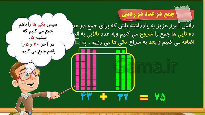 پاورپوینت آموزش فصل دوم ریاضی دوم ابتدایی: جمع و تفریق اعداد دو رقمی - پیش نمایش