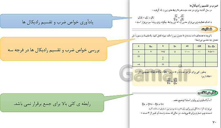 پاورپوینت حل فعالیت، کار در کلاس و تمرین‌های فصل چهارم ریاضی نهم: توان و ریشه- پیش نمایش