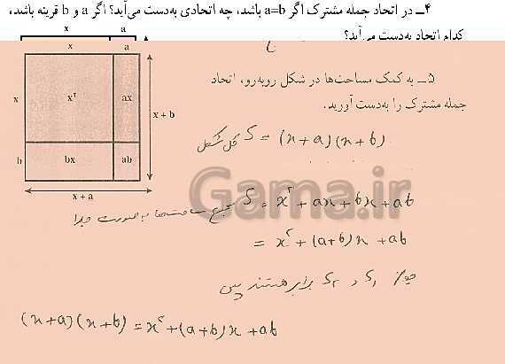 پاورپوینت حل فعالیت، کار در کلاس و تمرین‌های فصل پنجم ریاضی نهم: عبارت‌های جبری- پیش نمایش