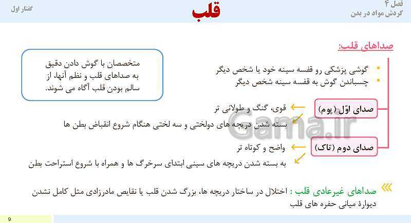 پاورپوینت آموزش گفتار 1 فصل چهارم: قلب | کتاب درسی زیست دهم- پیش نمایش