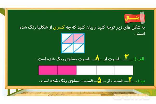 پاورپوینت آموزش فصل هفتم ریاضی دوم ابتدایی: کسر و احتمال - پیش نمایش
