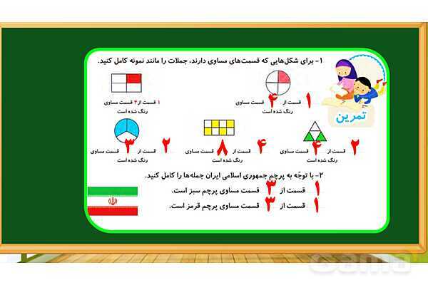 پاورپوینت آموزش فصل هفتم ریاضی دوم ابتدایی: کسر و احتمال - پیش نمایش
