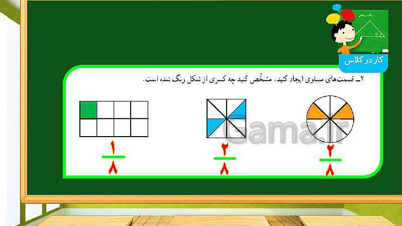 پاورپوینت آموزش فصل 2 ریاضی چهارم  ابتدایی: کسر- پیش نمایش