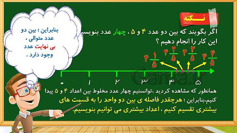 پاورپوینت آموزش فصل 5 ریاضی چهارم دبستان: عدد مخلوط و عدد اعشاری - پیش نمایش