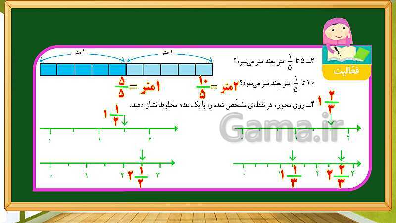 پاورپوینت آموزش فصل 5 ریاضی چهارم دبستان: عدد مخلوط و عدد اعشاری - پیش نمایش