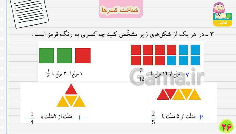 پاورپوینت شناخت کسرها | تدریس ریاضی چهارم- پیش نمایش