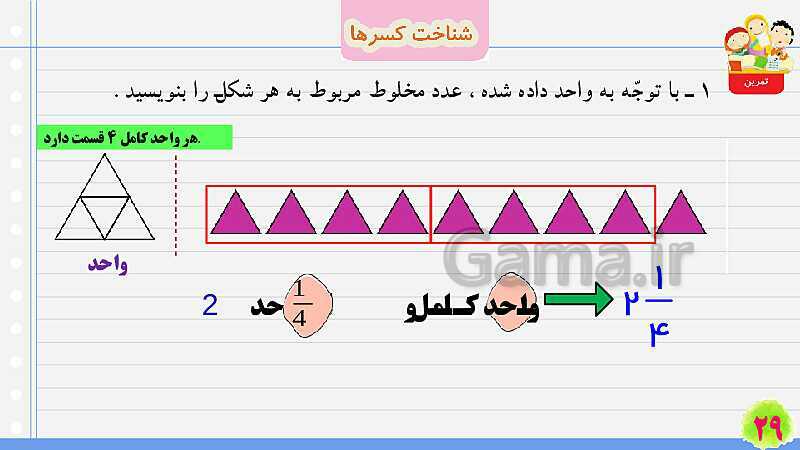 پاورپوینت شناخت کسرها | تدریس ریاضی چهارم- پیش نمایش