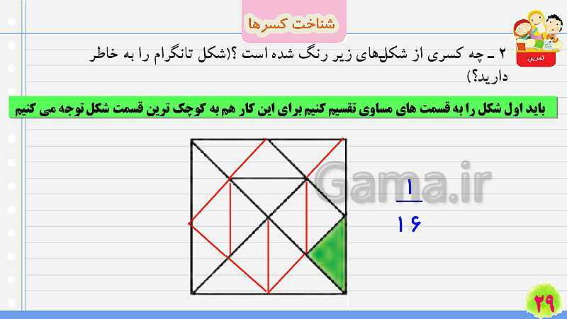 پاورپوینت شناخت کسرها | تدریس ریاضی چهارم- پیش نمایش