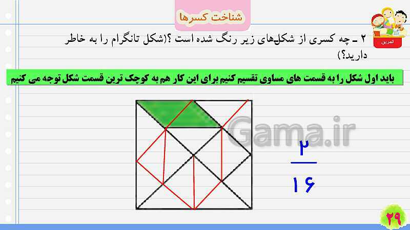 پاورپوینت شناخت کسرها | تدریس ریاضی چهارم- پیش نمایش