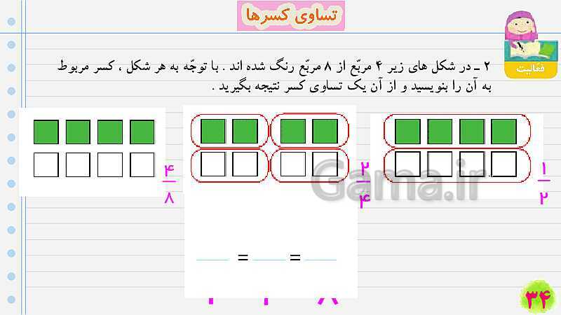 پاورپوینت تساوی کسرها | تدریس ریاضی چهارم- پیش نمایش