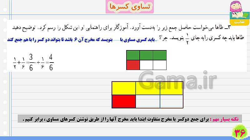 پاورپوینت تساوی کسرها | تدریس ریاضی چهارم- پیش نمایش