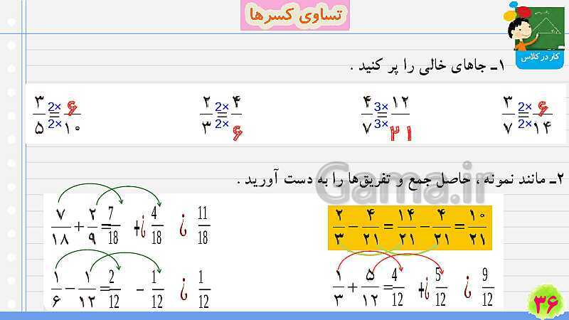 پاورپوینت تساوی کسرها | تدریس ریاضی چهارم- پیش نمایش