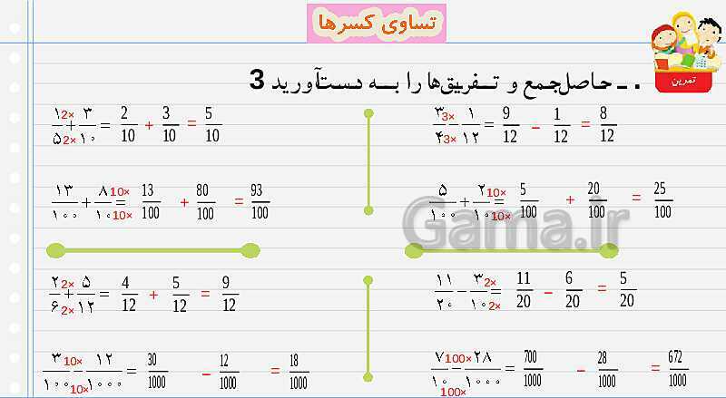 پاورپوینت تساوی کسرها | تدریس ریاضی چهارم- پیش نمایش