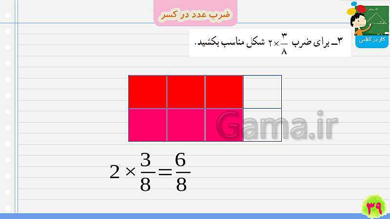 پاورپوینت ضرب عدد در کسر | تدریس ریاضی چهارم- پیش نمایش