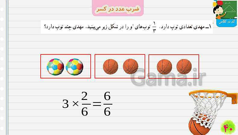 پاورپوینت ضرب عدد در کسر | تدریس ریاضی چهارم- پیش نمایش