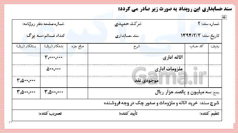 پاورپوینت تدریس فصل 3: ثبت اطلاعات مالی در سند و دفاتر حسابداری | مهارت کمک حسابدار پایه دهم رشته حسابداری مالی - پیش نمایش