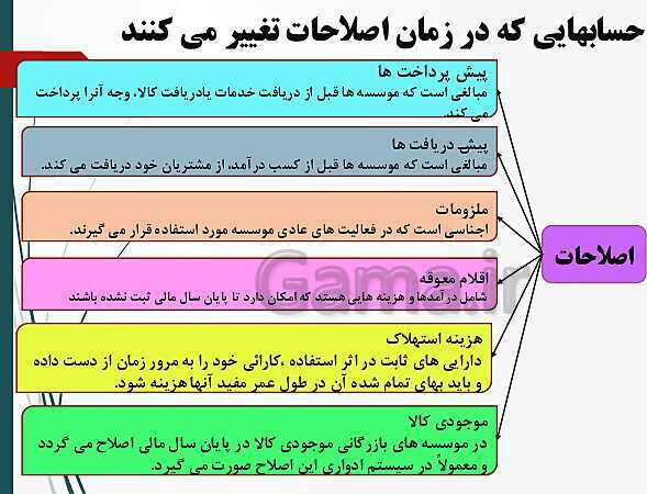 پاورپوینت تدریس فصل 4: اصلاحات (تعدیلات) | مهارت کمک حسابدار پایه دهم رشته حسابداری مالی - پیش نمایش