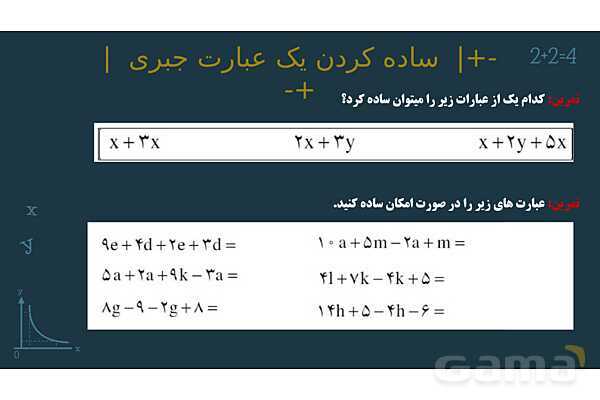 پاورپوینت آموزشی فصل 3 ریاضی هفتم: جبر و معادله- پیش نمایش