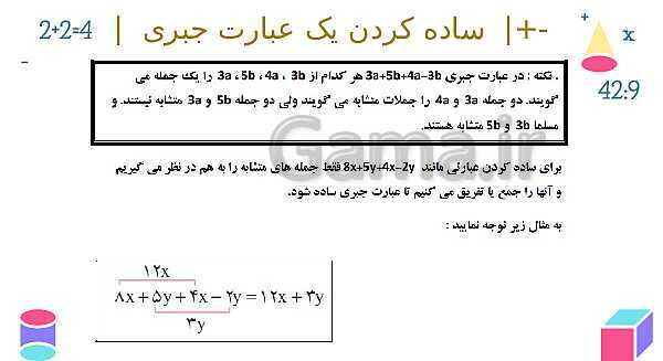 پاورپوینت آموزشی فصل 3 ریاضی هفتم: جبر و معادله- پیش نمایش