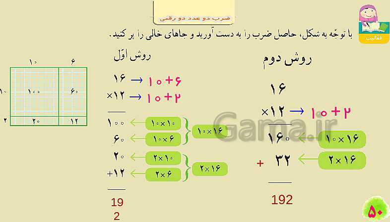 پاورپوینت فصل سوم ضرب و تقسیم قسمت 2 ضرب دو عدد دو رقمی- پیش نمایش